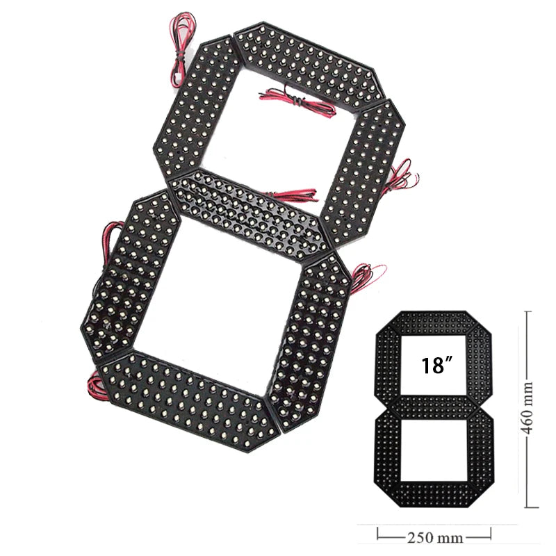 18' Outdoor Waterproof LED Billboard Score Display Screen 7-Segment Digital Modules for Signage LED Numbers Parts