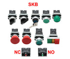 OMCH Button Switch Self Reset SKB2 Small Mushroom Head Emergency Stop 22mm Knob Key Start Inching Power On