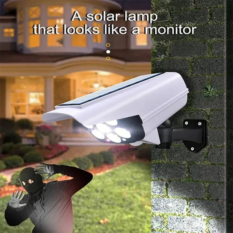 1-2Pack 77LED Solar Motion Sensor LED Light Outdoor Dummy Camera Wireless Security Flood Light Waterproof Lamp For Home Garden