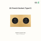 Avoir Metal Panel Toggle Switch 2 Way Gold Copper Lever Wall Power Socket European Plug Usb Type C Charging Port Lighting Dimmer