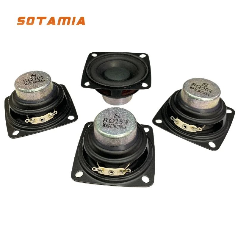 SOTAMIA 2Pcs 2 Inch Square Audio Full Range HiFi Speaker 4 Ohm 8 Ohm 20W 15W 10W 4R 8R DIY Soundbar Bluetooth Speaker