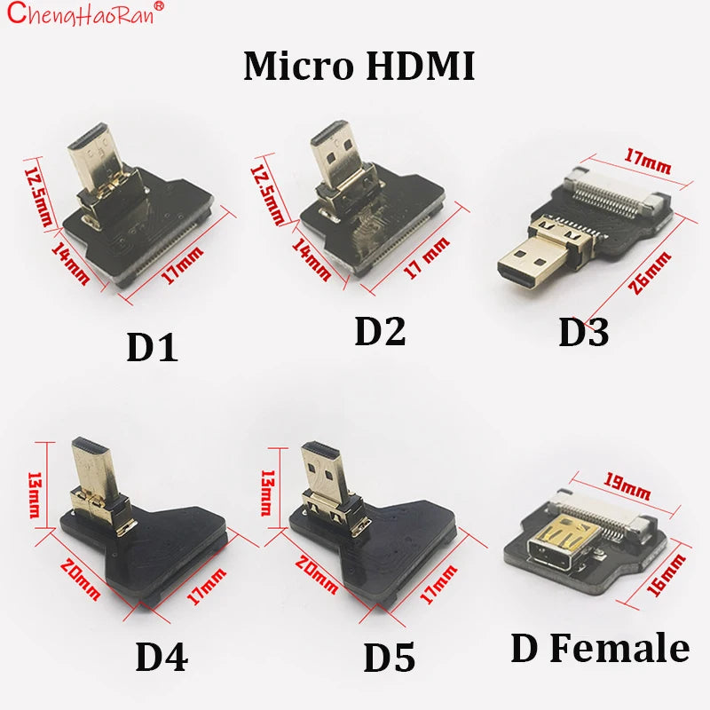 1PC Ribbon Flat FPV HDMI-Compatible Connector Flexible Cable Raspberry Pi 4 Micro HDTV To HD/Mini HD Female 90 Degree FFC 20pin