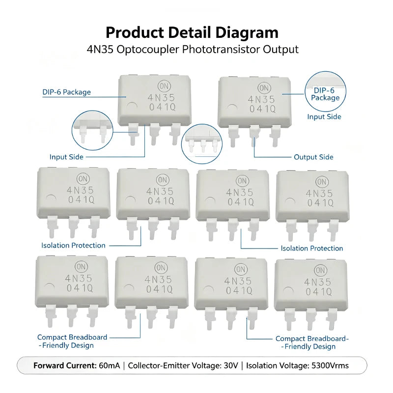 10 PCS 4N35 Optocouplers Phototransistor Semi-Conductors