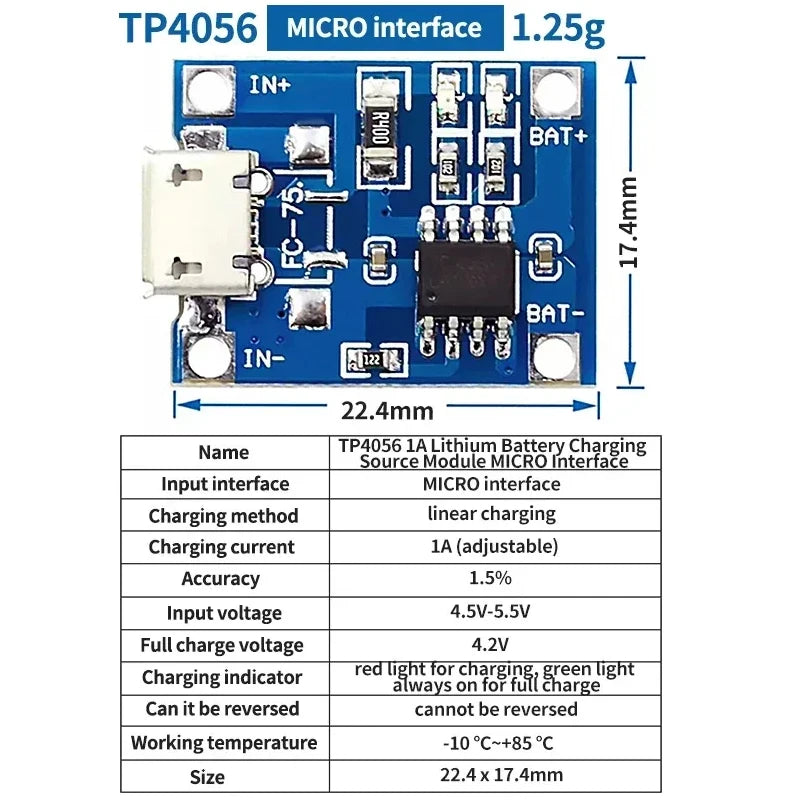 10PCS Micro/TYPE-C/MINI USB 5V 1A 18650 TP4056 Lithium Battery Charger Module Charging Board With Protection Dual Functions XCW