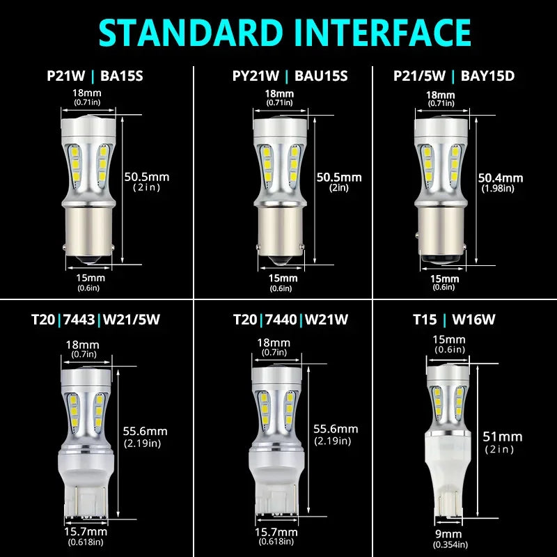 NAOEVO P21W LED Car W16W PY21W T20 BA15S T15 W21/5W 1300Lm BAY15D 1157 W21W BAU15S 7443 For lada DRL Blub P21/5W 1156 3030 7440