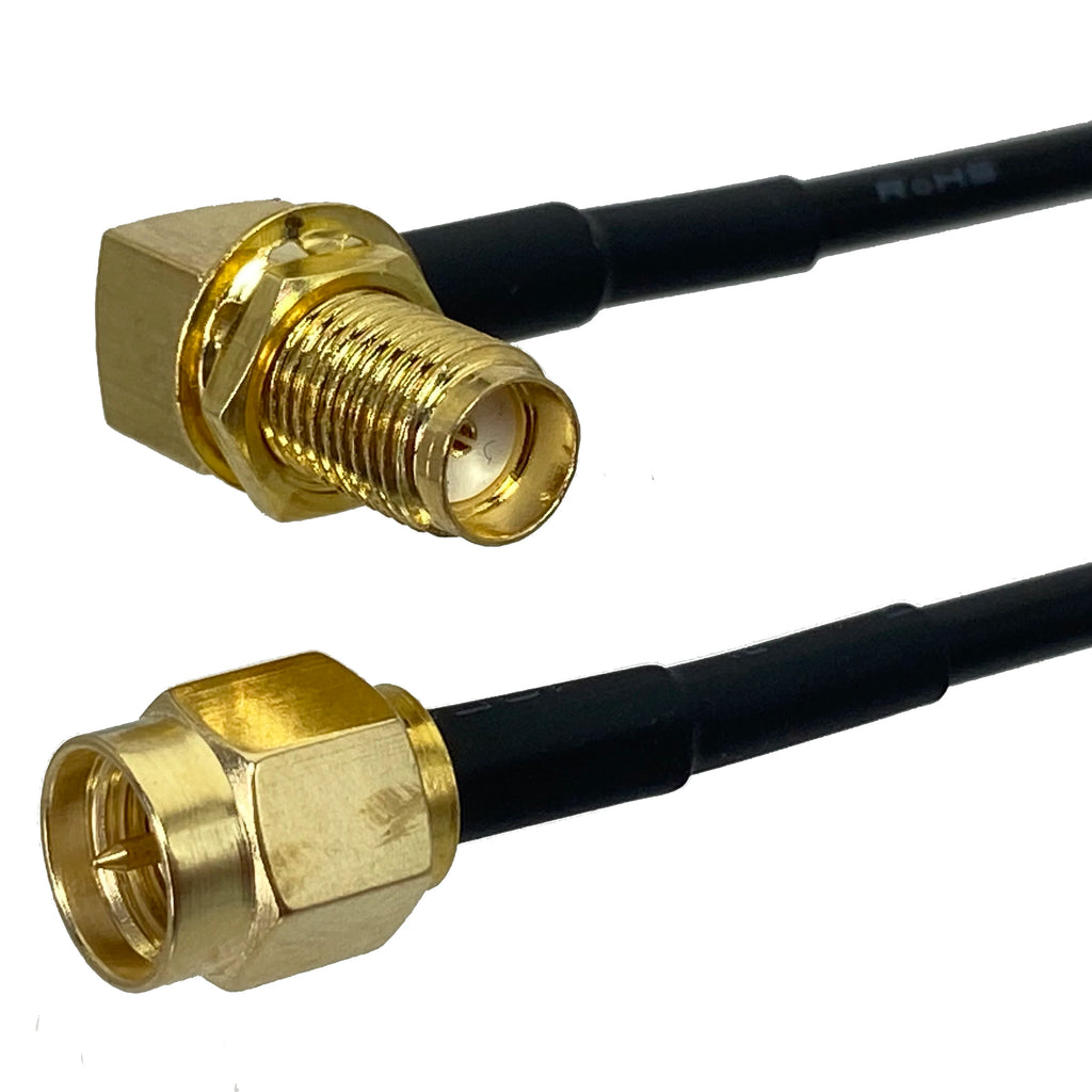 RG174 SMA RP SMA to SMA RP SMA Male & Female Nut Straight & Right Angle Connector RF Coaxial Jumper Pigtail Cable 4inch~10FT