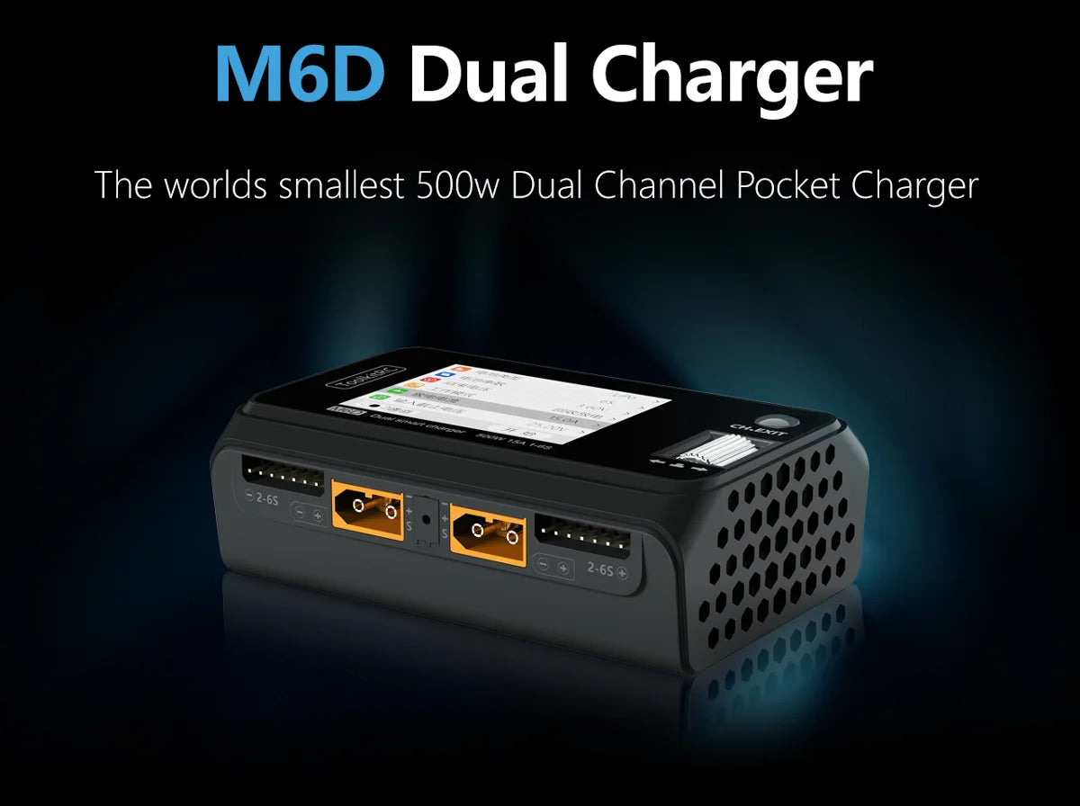 ToolkitRC M6D V3 500W 15A DC Dual Channel Smart Charger Discharger For 1-6S  LiPo LiHV LiFe Lilon Battery FPV Drone