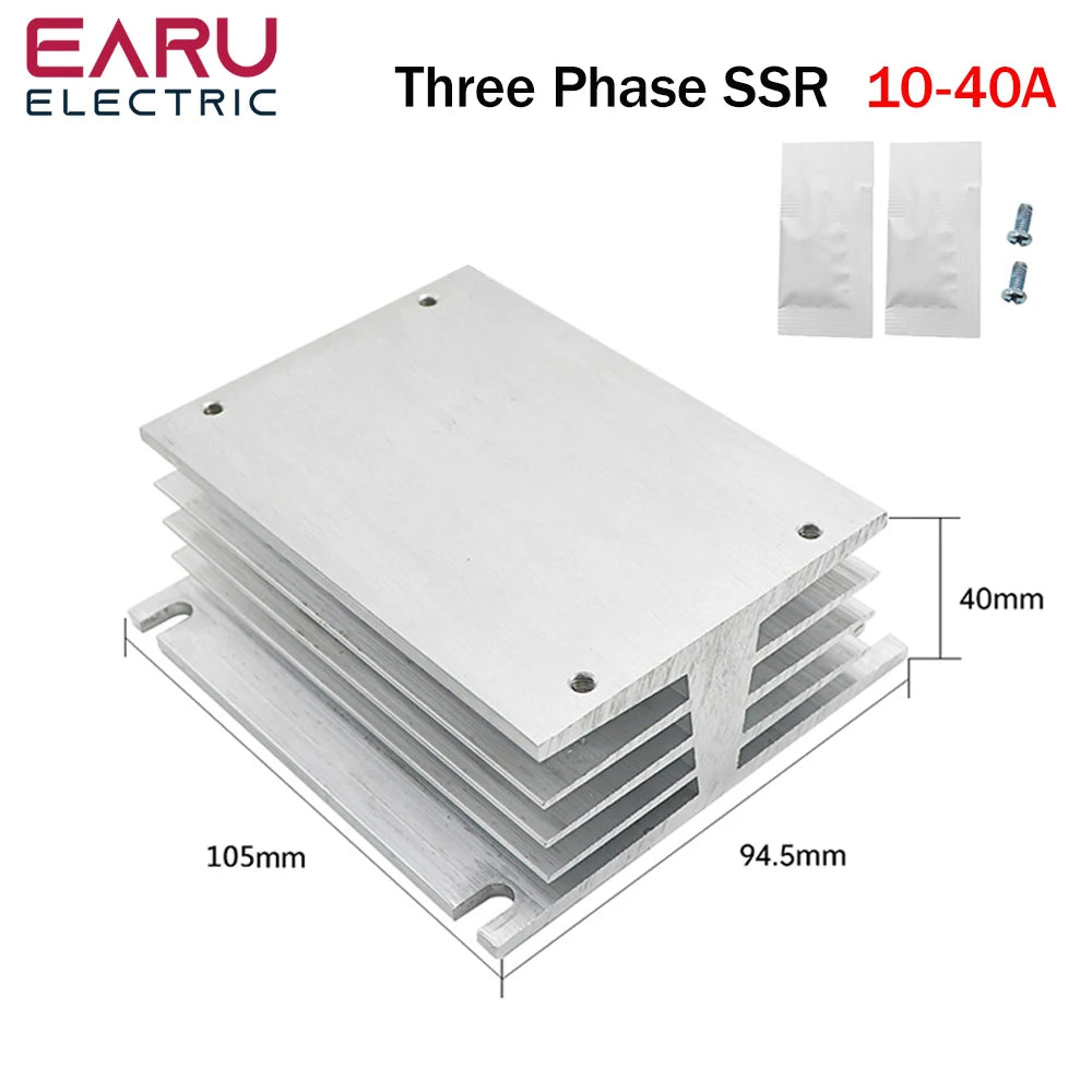 SSR-10DA SSR-40DA SSR 25A 60A 80A 100A 120A Three Phase SSR Solid State Relay DC Control AC 480V 5-32V Input Aluminum Heatsink