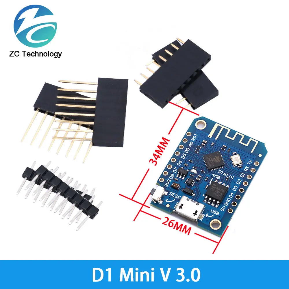 D1 Mini ESP8266 ESP-12F CH340G V2 USB For WeMos Data Logger WIFI Development Board V3.0 NodeMCU Lua DHT22 AM2302 WS2812 RGB
