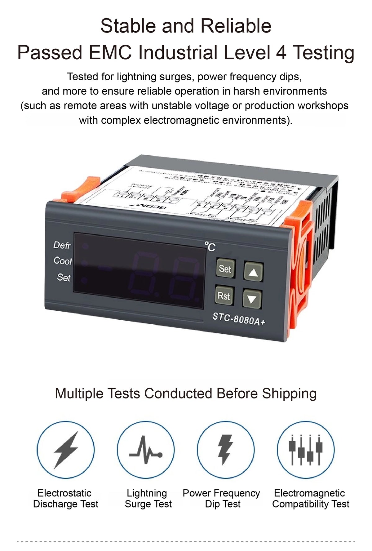 STC-8080A+ Digital Temperature Controller Thermostat Switch for Freezer Refrigerator Cold Storage Cooling Defrost Display
