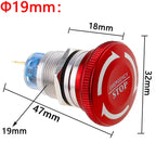 1pc 16mm 19mm 22mm Waterproof Metal Latching Emergency STOP Mushroom Push Button Switch Button Switch Knob Rotary Switch