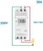 Electronic Weekly 7 Days Programmable Digital TIME Relay Timer Switch Control AC 220V 230V 12V 24V 30A Din Rail AHC30A  THC30A