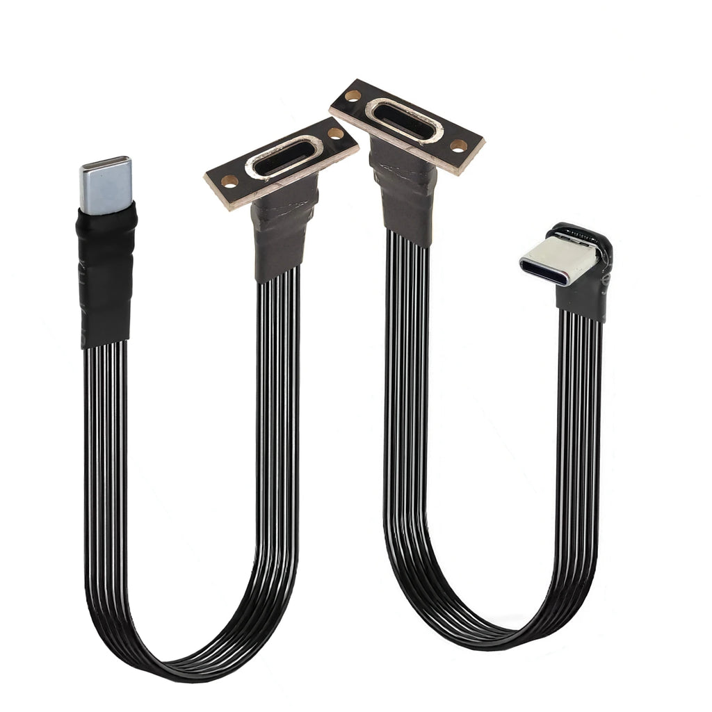 20CM 30CM 10CM 5CM USB 2.0 Type-C Flat Cable Extension FPC Cable USB 2.0 USB-C 90° Up/Down Angled Plug 5CM-1M