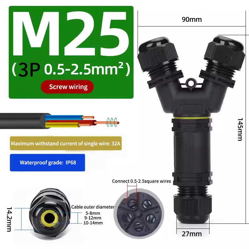 IP68 Waterproof Connector 2/3/4/5 Pin Screw Wiring Terminal Adapter For LED Light Electric Wire Connector Outdoor Junction Box
