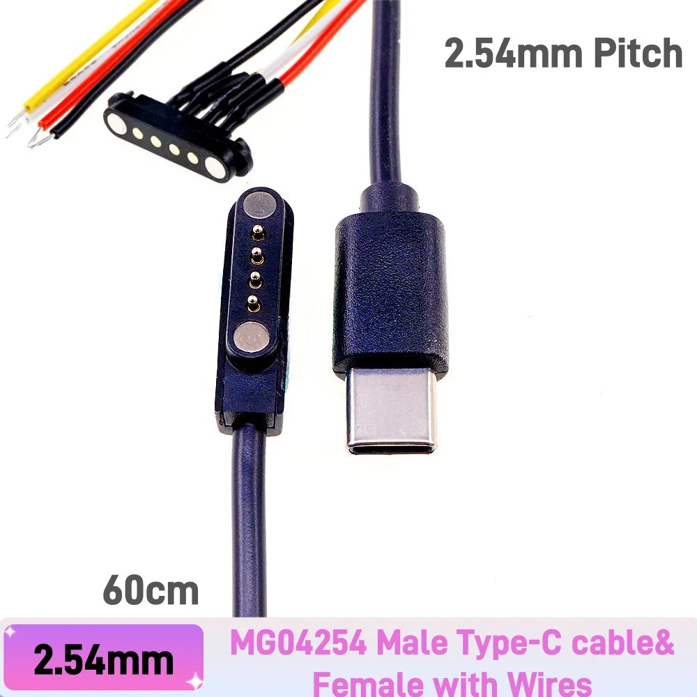 Smart Wristband Male Female Wire 2 3 4 5 Pole USB Type-C DC Charger Connector 2A DC Smart Watch Magnetic Pogo Pin Universal