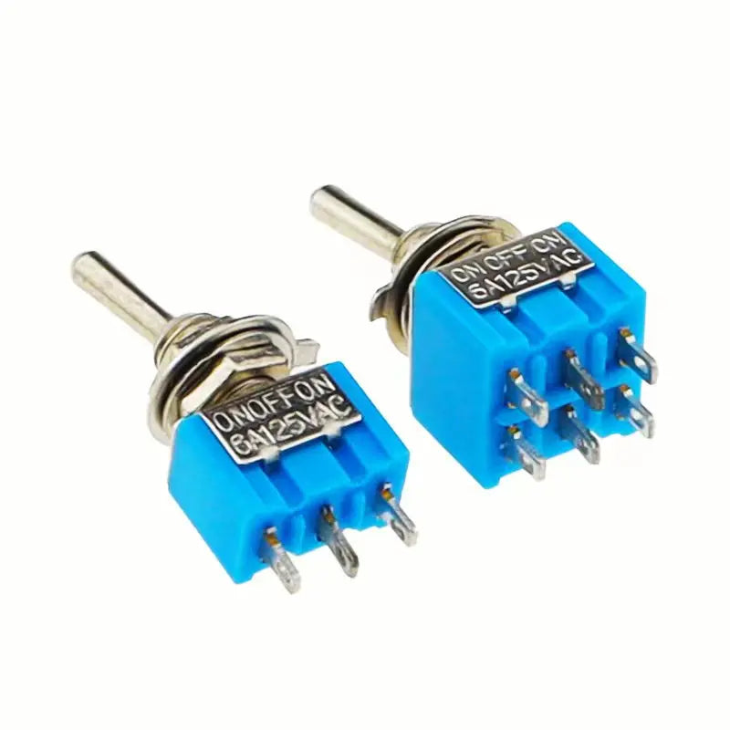DL 5Pcs Miniature Lever Toggle Switch Single Pole Double Throw ON-OFF-ON /ON-ON 120VAC 6A 1/4 Inch Mounting MTS-102 103 202 203