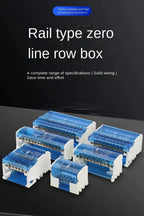Din Rail Terminal Block NHC01 Series Power Distribution Box Junction Box 207/211/215/407/415 Modular Zero Line Neutral Copper