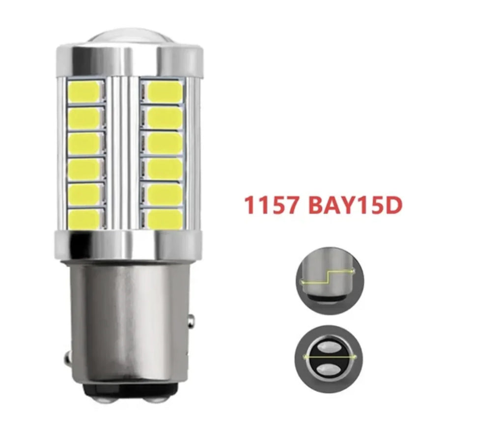 2x 1156 LED Bulbs BA15S BAY15D, 33SMD 5630/5730 P21W PY21W P21/5W 12V for Signal & Reverse Lights