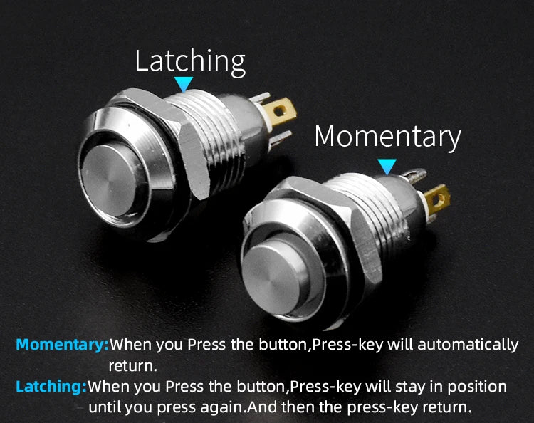 1pc 10mm Metal Push Button Switch with LED Indicator Self-reset Momentary Self-locking Latching 4pins High Head 3v5v12v24v220v