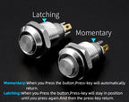 1pc 10mm Metal Push Button Switch with LED Indicator Self-reset Momentary Self-locking Latching 4pins High Head 3v5v12v24v220v
