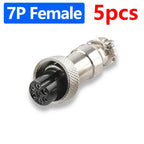 5Pcs GX12 Aviation Connector Plug Socket 2/3/4/5/6/7 Pin Male Female Panel Mount 12mm Circular Metal Wire Adapter Nut Type