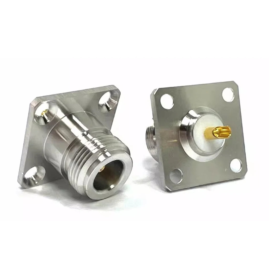 1pc N Type Female Jack RF Coaxial Connector 4-hole Panel Mount Chassis with Solder Cup Welding Terminal