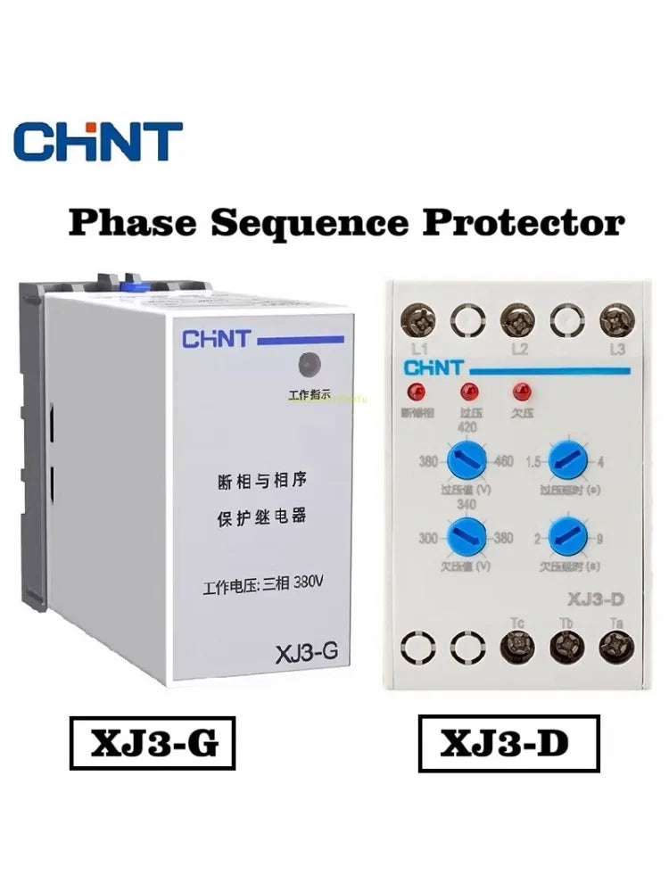 CHINT XJ3-G XJ3-D Sequence and On-off Protection Relay AC380V Overvoltage and Undervoltage Protection Phase Sequence Protection