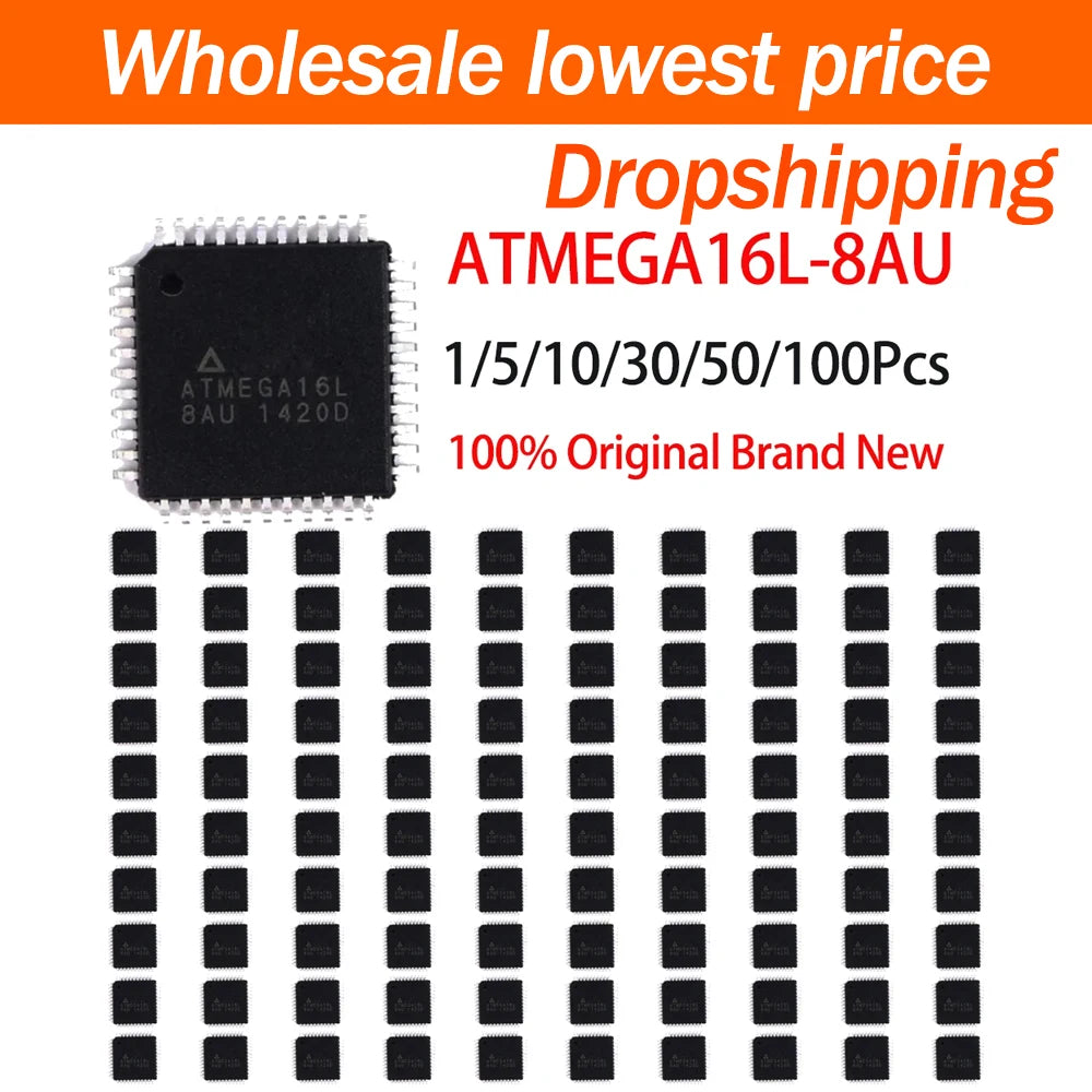 1/5/10/30/50/100Pcs SMD ATMEGA16L-8AU 8 Bit AVR Low Power Microcontroller TQFP 44 Package Surface Mount Integrated Circuit Chip
