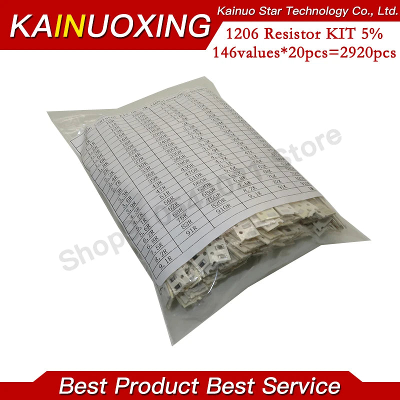 0603 0805 1206 SMD 5% Resistor Samples kit 1R-1M ohm 146ValuesX20pcs=2920pcs,