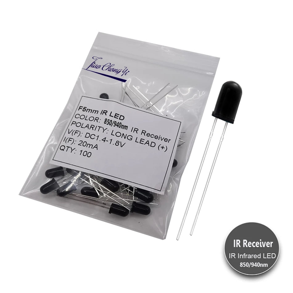 3mm 5mm IR LED Emitting Diode 850nm 940nm Emitter Receiver Infrared Transmitter Phototransistor Photodiode Invisible DIY PCB