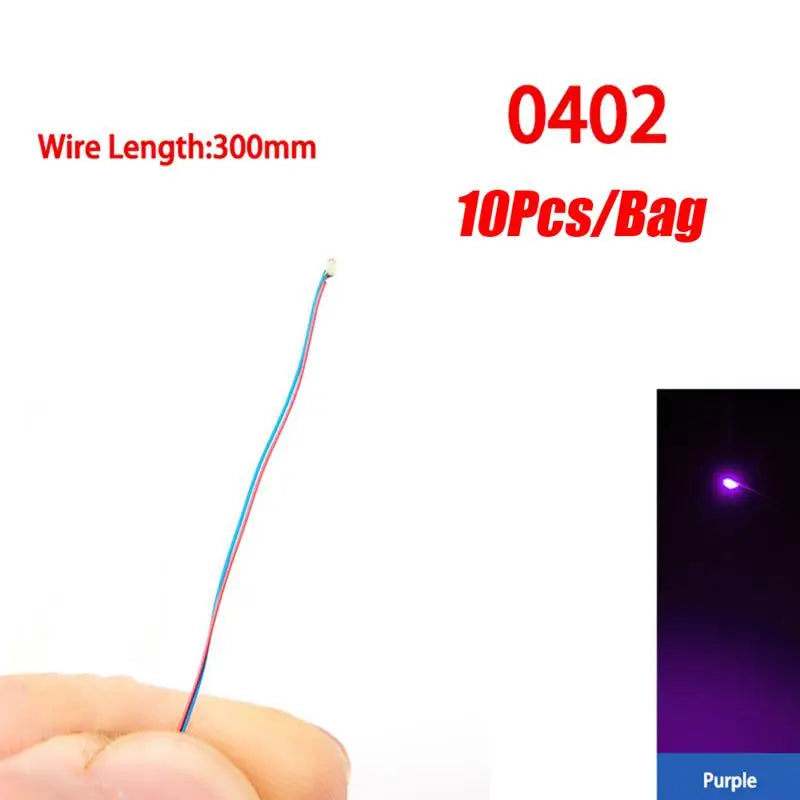 10Pcs/Set DIY Model Kits LED 0402 0603 0805 1206 SMD Lamp Wired Micro LED Chip 3V 30cm Pre-Soldered Miniature Scenes Toy Lights