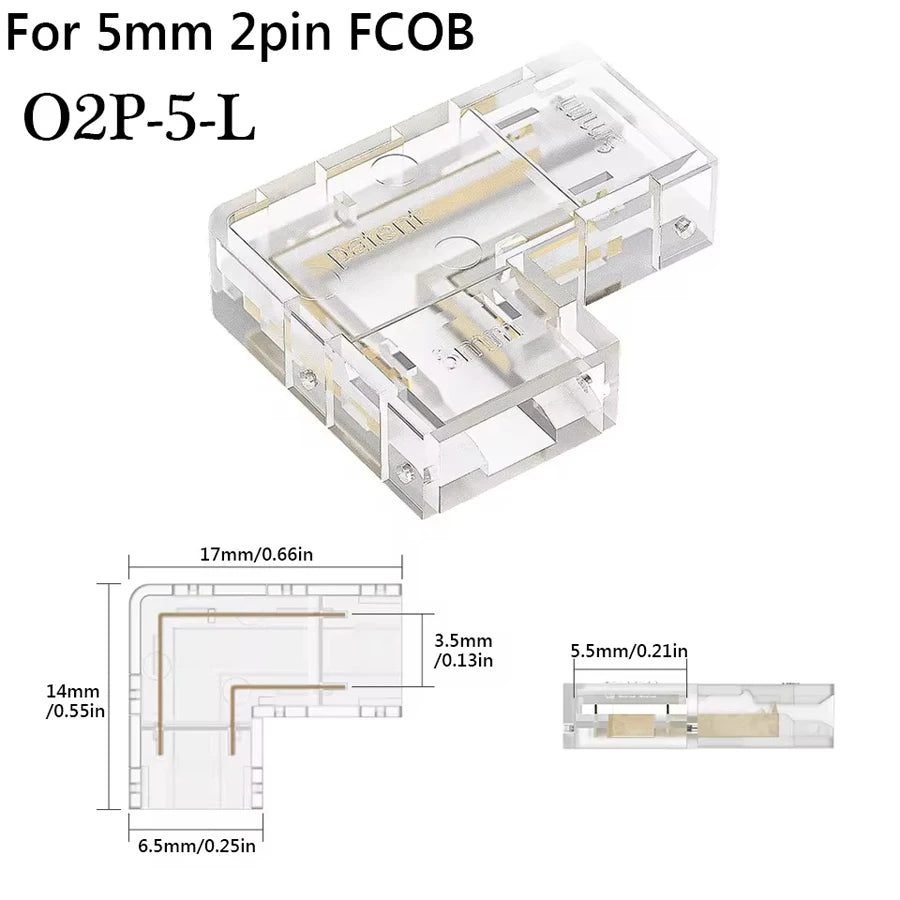 COB Led Strip Connector Light Strip Wire Connectors 2 3 4 Pin L-shaped For 5 8 10mm Width PCB Single Color RGB CCT Strip