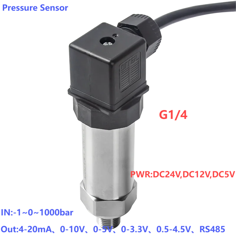 G1/4 Pressure Sensor Transmitter 0-0.1bar 0.3bar 5bar 10bar 100bar Pressure Sensor 4-20mA 0-3.3V 0-10V Pressure Transducer
