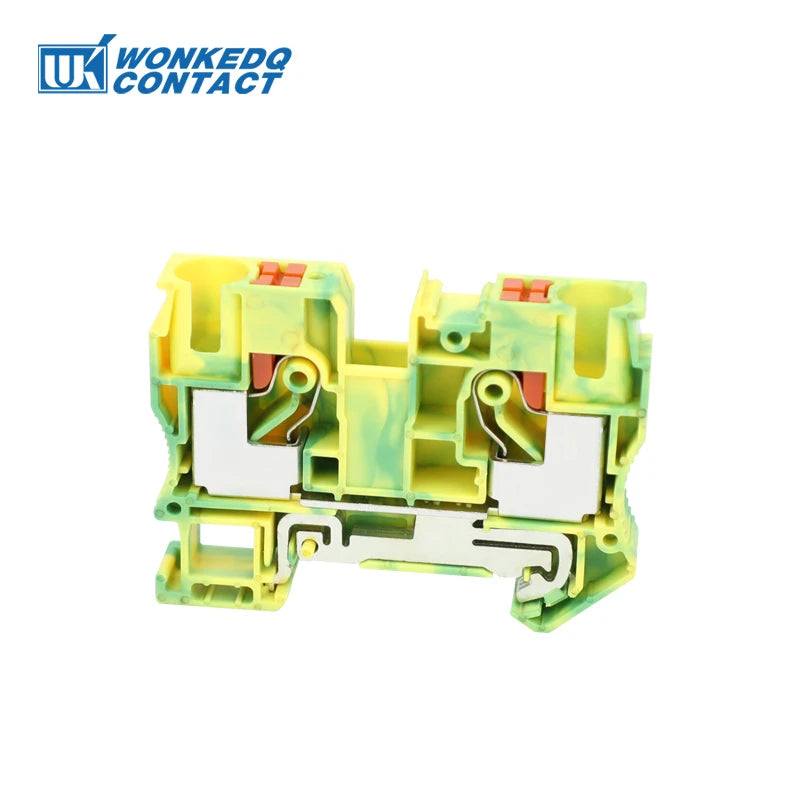 PT10-PE Push-in Ground Feed Through Din Rail Terminal Block 10mm² Protective Earth Plug Wire Electrical Connector PT 10-PE