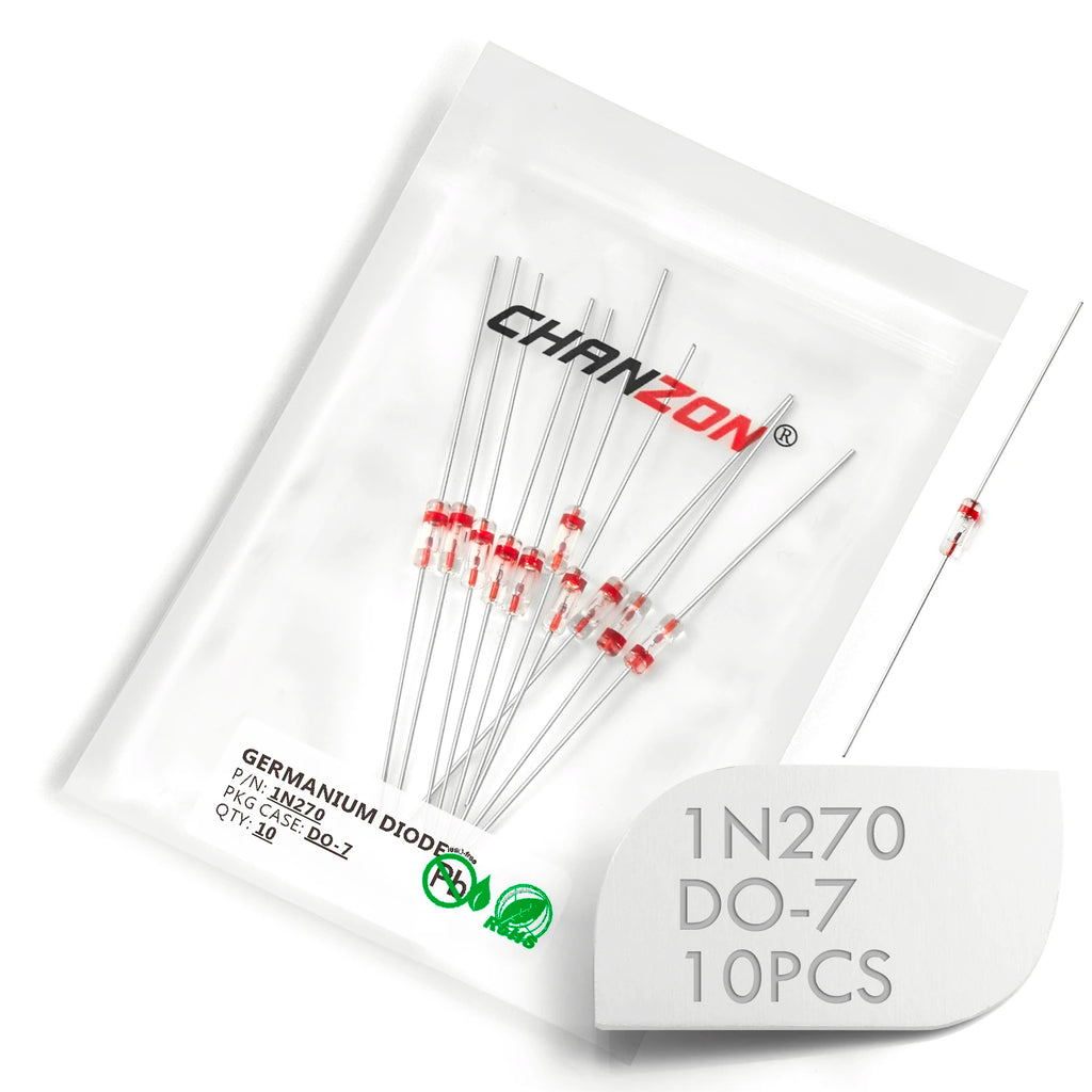 1N270 DO-7 Power Germanium Rectifier Diode 40mA 100V Axial Glass GE Diodes for TV FM AM Radio Detection