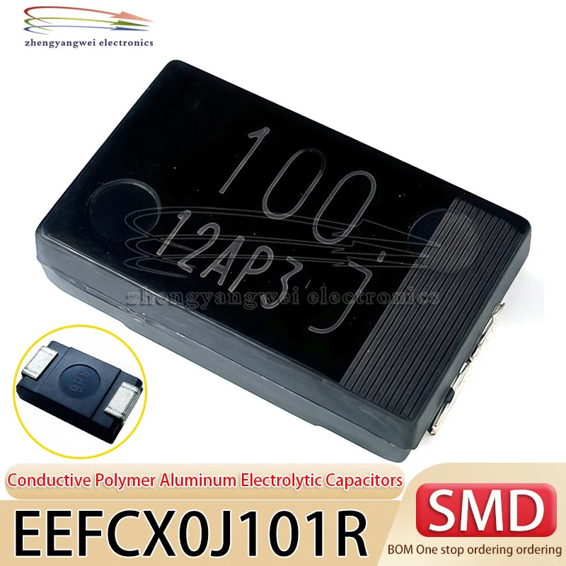 10PCS EEFCX0J101R 6.3V100uF D-type 7343 code 100 ultra-thin SP Cap polymer tantalum capacitor conductive polymer aluminum electr