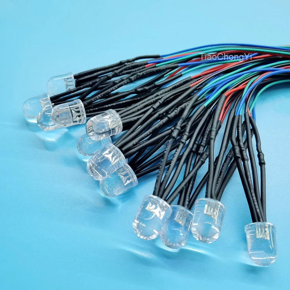 DC12-24V 10mm LED beads Red Green Blue Purple Yellow Pink white UV Round Pre-Wired Water Clear LED With Plastic Holder 10PCS/lot