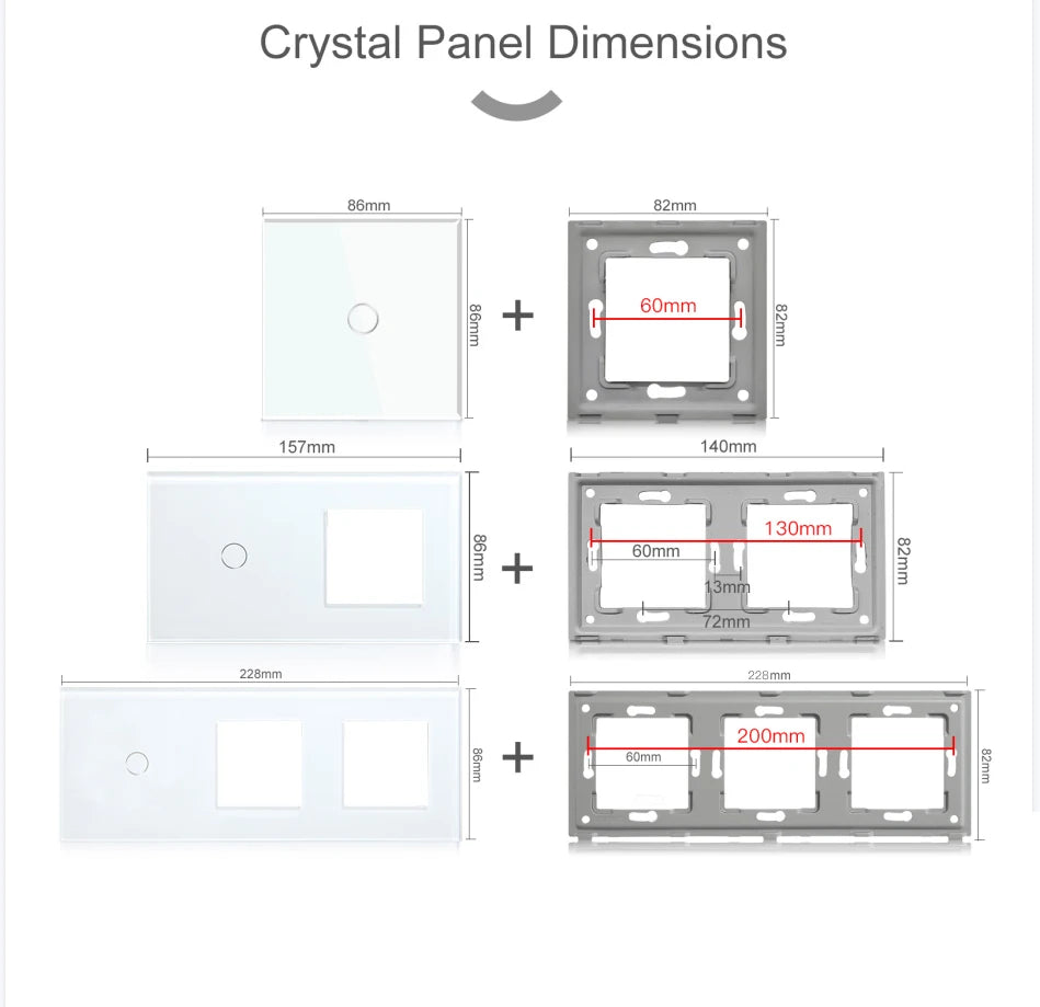 BSEED 1/2/3Gang Touch Light Switch 1Way Simple Sensor Switch Type-c USB Sockets EU Standard Glass Panel Blue Backlight 10A White