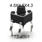 50PCS 4.5X4.5MM 4Pin DIP H=3.5/3.8/4.0/4.3~12mm 12V Tiny Button Tact Switch 260GF Momentary Tactical Push Button Parts Repair