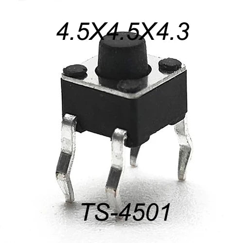 50PCS 4.5X4.5MM 4Pin DIP H=3.5/3.8/4.0/4.3~12mm 12V Tiny Button Tact Switch 260GF Momentary Tactical Push Button Parts Repair