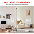 Touch Light Switch With EU Socket 1 Gang 2 Way Wall Light Switch LED Sensor Tempered Glass Interrupter EU Standard 240V