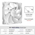Teucer AF 14025 PC Case Cooling Fan 12V 4Pin PWM MHDB Hydraulic Bearing White 14CM Silent Fan for Computer Radiator Ventilator