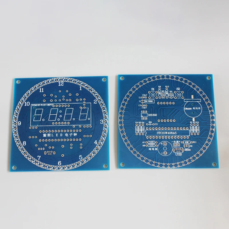 Rotating LED DIY Electronic Digital Clock / Shell DS1302 Dynamic Clock Light Controlled Temperature Display 51 SMC Welding