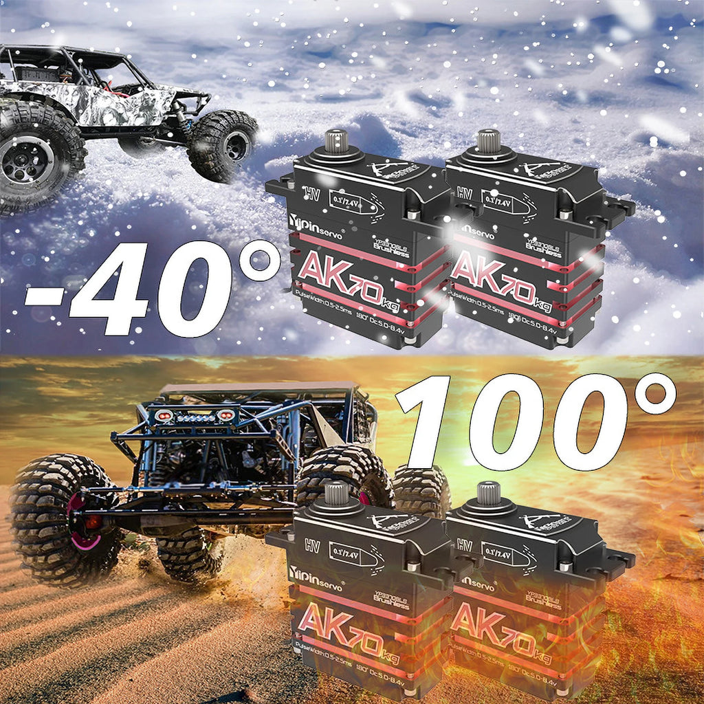 YIPIN Magnetic Coding Servo AK70 High Torque Full Metal Digital Servo 7.4V 70kg Brushless Motor IP67 180 Degree for RC Car Robot