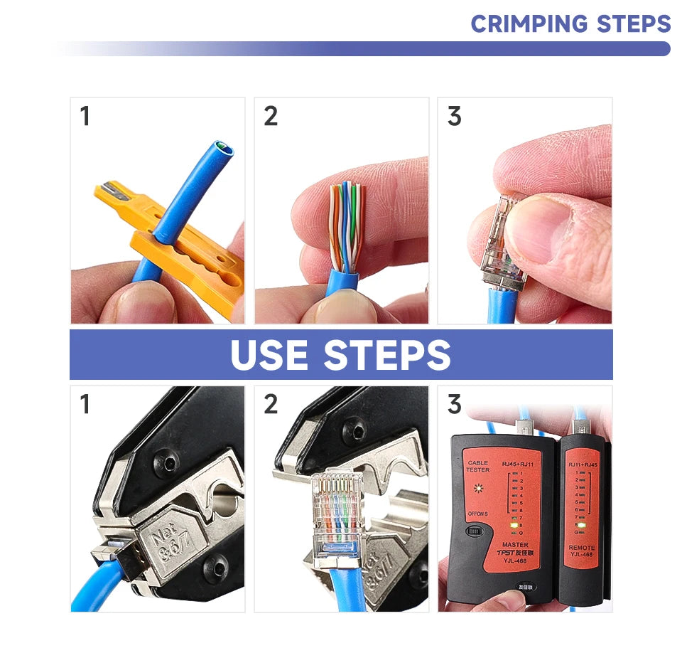 RJ45 Crimping Tool for Cat5/Cat6/Cat7 Ethernet Cables YHF-N567 Pliers Ratcheting for Precise Effortless Network Cable Crimping