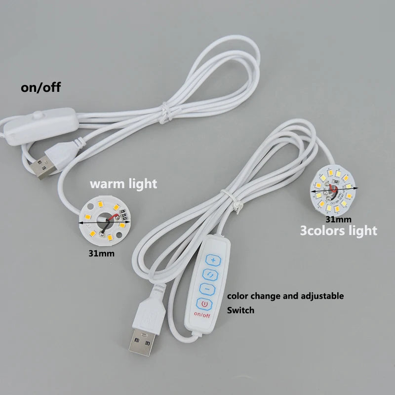 Warm White DC 5V 3W USB LED Lights 2835 Chip Single Color Reading Night Light Desk Book Tablet Lamp with Cable Dimmable