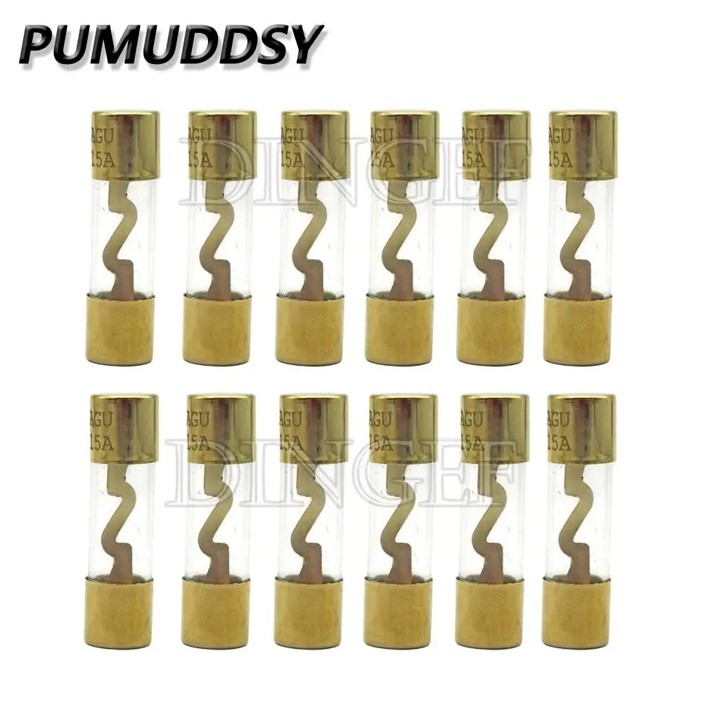 1PCS Gold Plated Glass AGU Fuse Fuses Pack Car Audio Amp Amplifier 10A 15A 20A 25A 30A 40A 50A 60A 70A 80A 100A Car Fuse 10*38MM