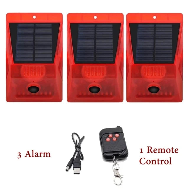 New Solar Infrared Motion Sensor Detector Waterproof 129dB Loud Remote Control Siren Security Alarm System For Home Yard Outdoor