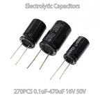 15 Values Electrolytic Capacitor Assortment Kit, 270Pcs 0.1uF to 470uF Aluminum Electrolytic Capacitors Set