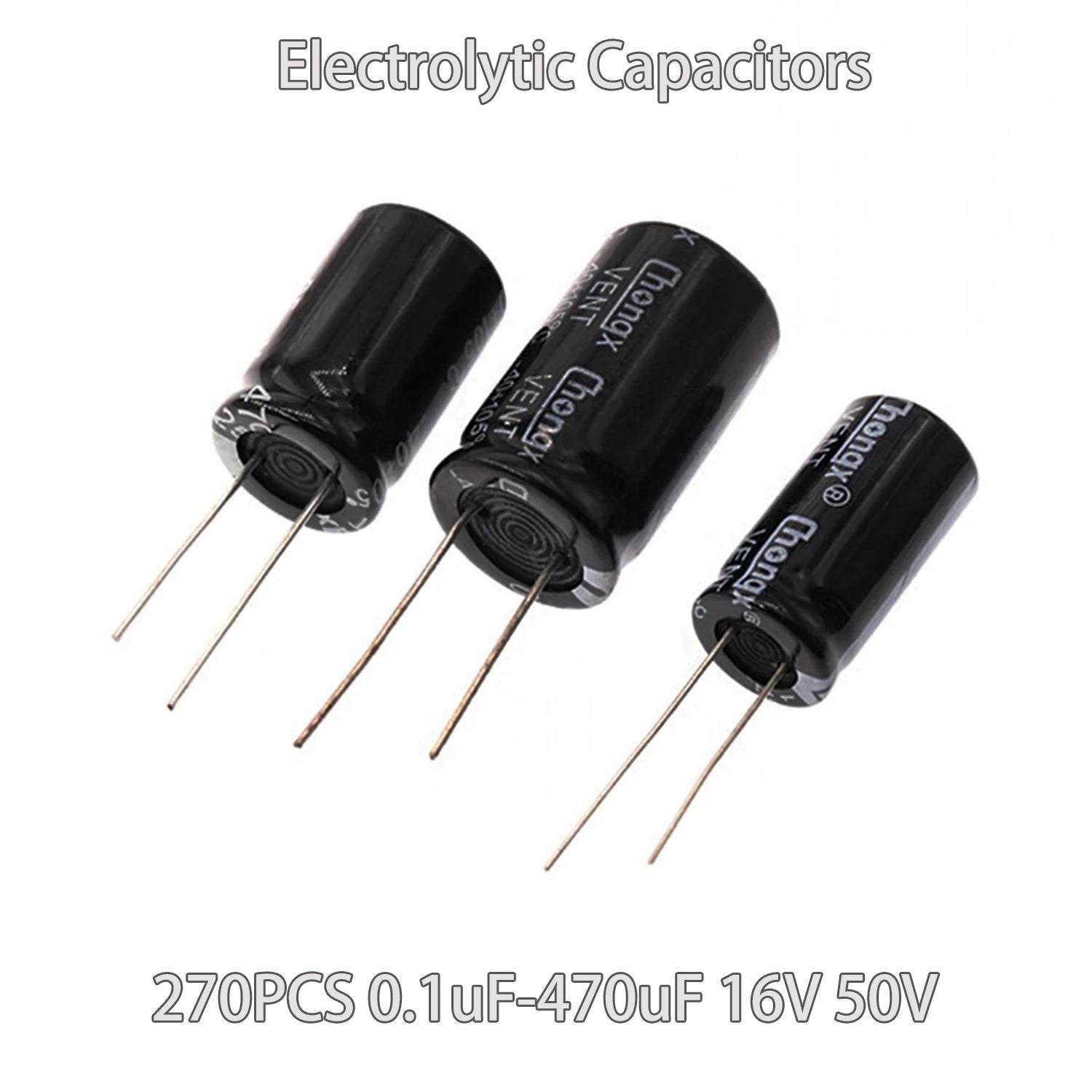 15 Values Electrolytic Capacitor Assortment Kit, 270Pcs 0.1uF to 470uF Aluminum Electrolytic Capacitors Set